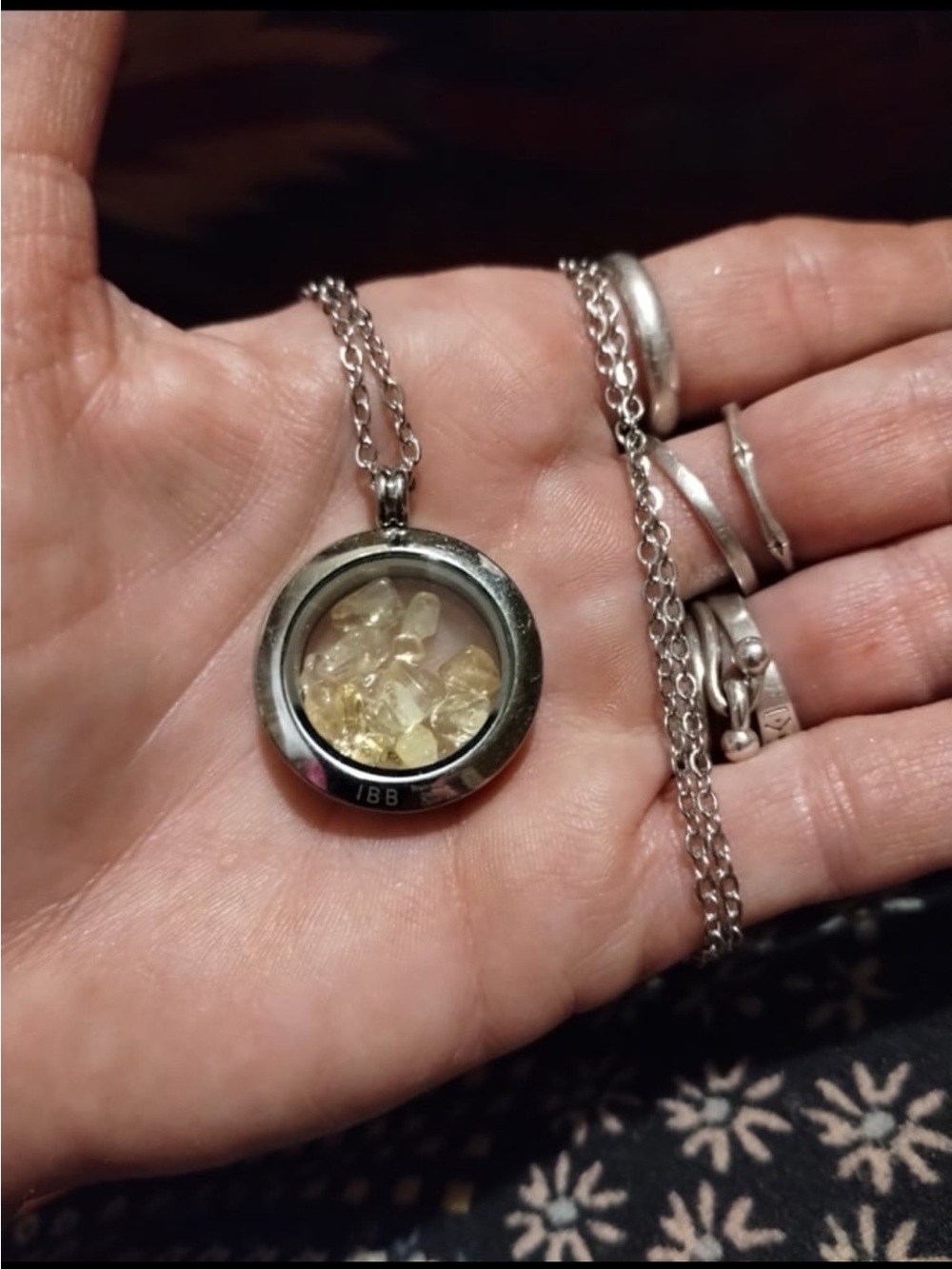 Yellow Citrine Floating Charm Pendant Necklace